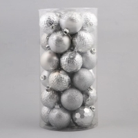 Ёлочные игрушки, шары новогодние , пластик, набор d-6 см, 30 шт "Ариэтта" серебро Ёлочные игрушки, шары новогодние , пластик, набор d-6 см, 30 шт "Ариэтта" серебро