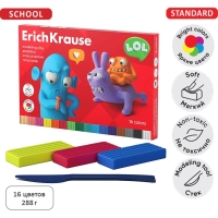 Пластилин 16 цветов, 288 г, ErichKrause "Jolly Friends", со стеком, в картонной упаковке Пластилин 16 цветов, 288 г, ErichKrause "Jolly Friends", со стеком, в картонной упаковке