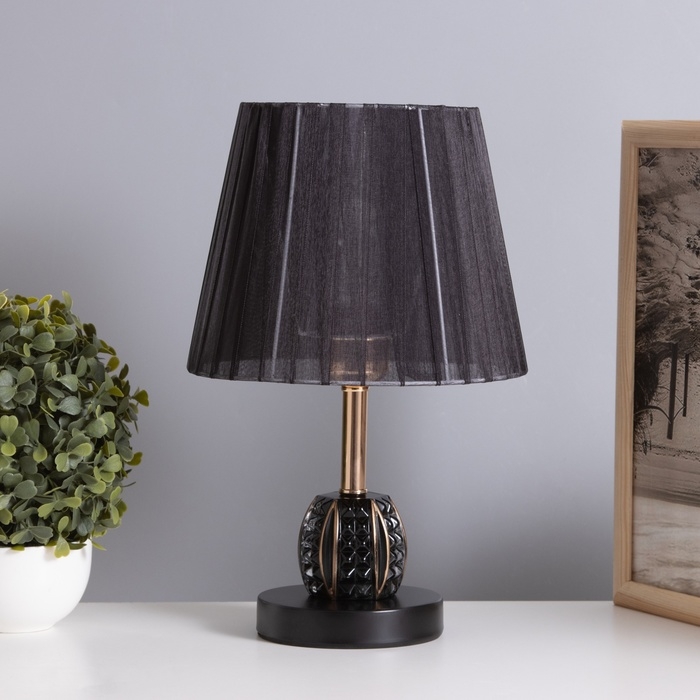 Лампа настольная Лампа настольная "Клаудия" 1х40Вт Е27 1х5Вт LED черный/прозрачный 21х21х34см