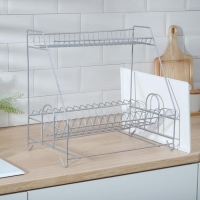Сушилка для посуды с поддоном 2-х ярусная, 24×40×38 см, цвет хром Сушилка для посуды с поддоном 2-х ярусная, 24×40×38 см, цвет хром