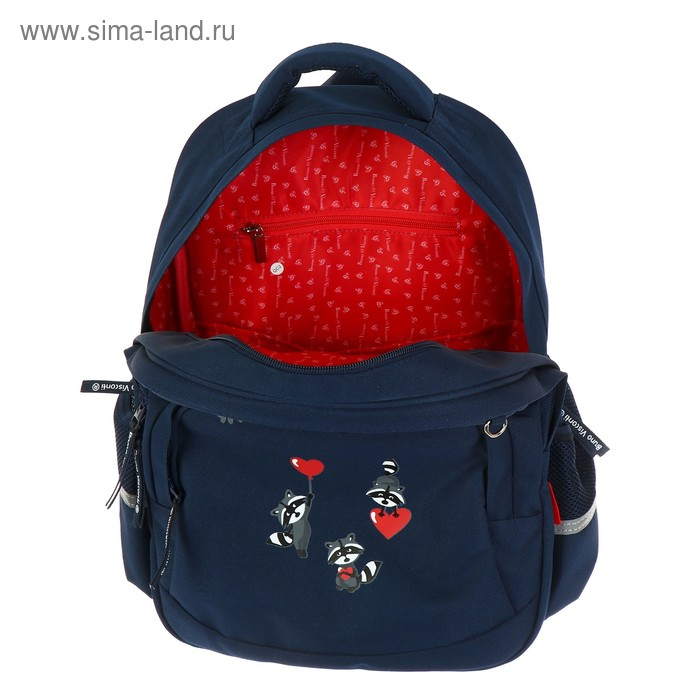 Рюкзак школьный Bruno Visconti, 40 х 30 х 16 см, эргономичная спинка, &laquo;Еноты, сердечки&raquo;