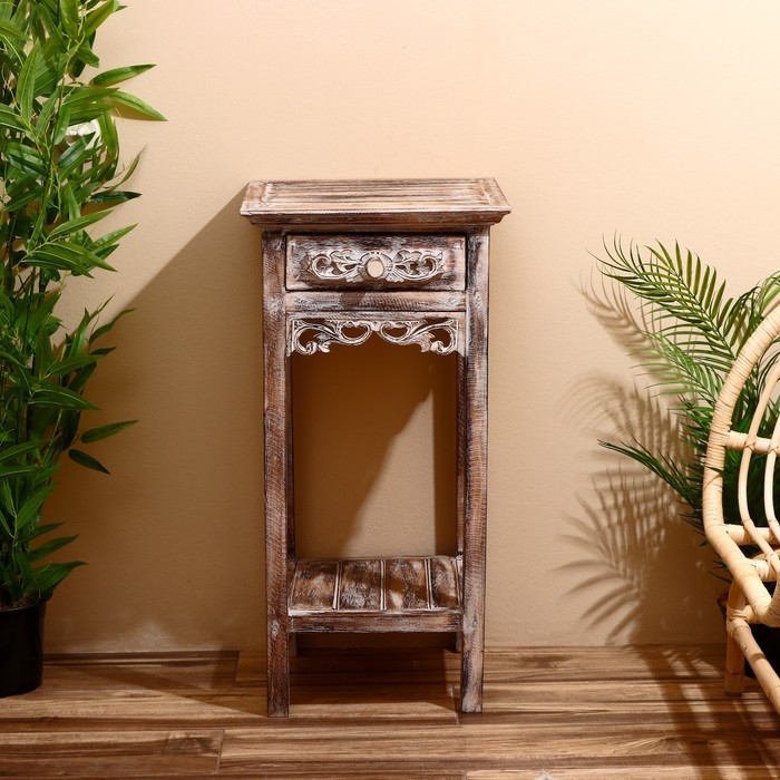 Тумба "Старый Бали" 40х40х80 см, дерево албезия, светло-коричневый