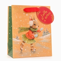 Новый год. Пакет подарочный "Зайка на льду", 18 х 22,3 х 10 см. Новый год. Пакет подарочный "Зайка на льду", 18 х 22,3 х 10 см.