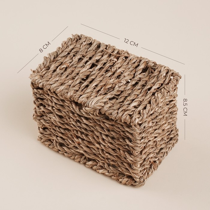 Кашпо ручного плетения из соломы Sima home, 12х8х8,5 см, прямоугольное