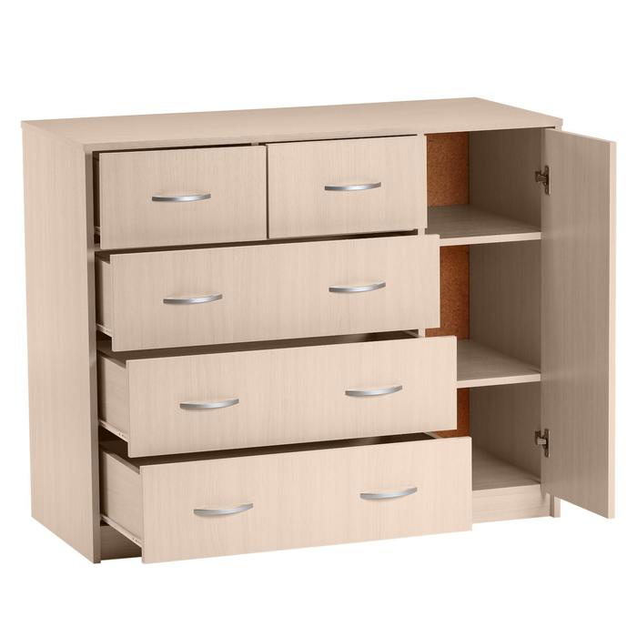 Комод 5 ящиков с дверью, 1100х480х900, Венге светлый Комод 5 ящиков с дверью, 1100х480х900, Венге светлый