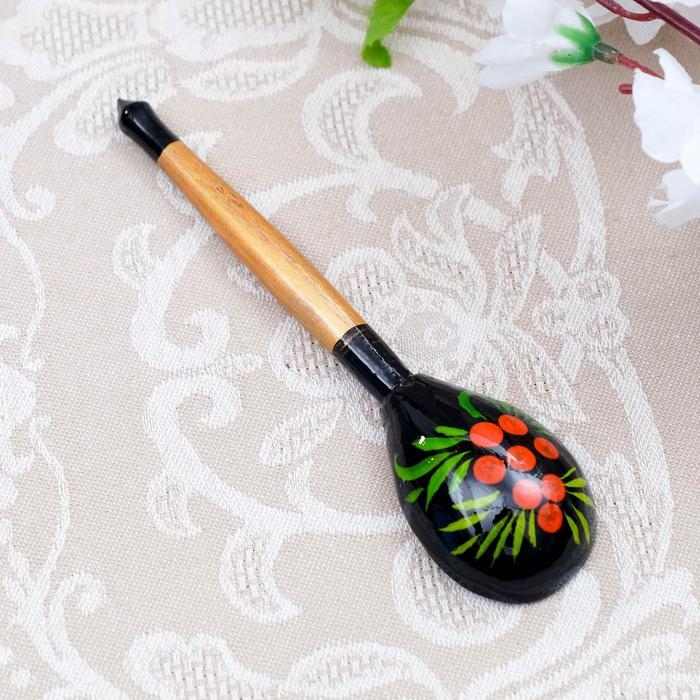 Ложка деревянная &laquo;Чернушка&raquo;, маленькая, хохлома, МИКС
