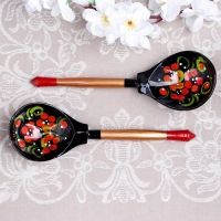 Ложка «Чернушка», полубаская, 19×6 см, хохлома, микс Ложка «Чернушка», полубаская, 19×6 см, хохлома, микс