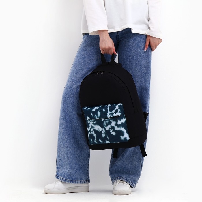 Рюкзак школьный молодёжный &laquo;Тайдай&raquo;, 33х13х37, отдел на молнии, н/карман, чёрный