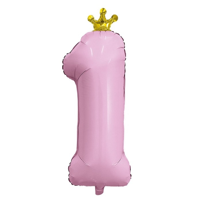 Шар фольгированный 32" &laquo;Цифра 1&raquo;, с короной, мистик фламинго