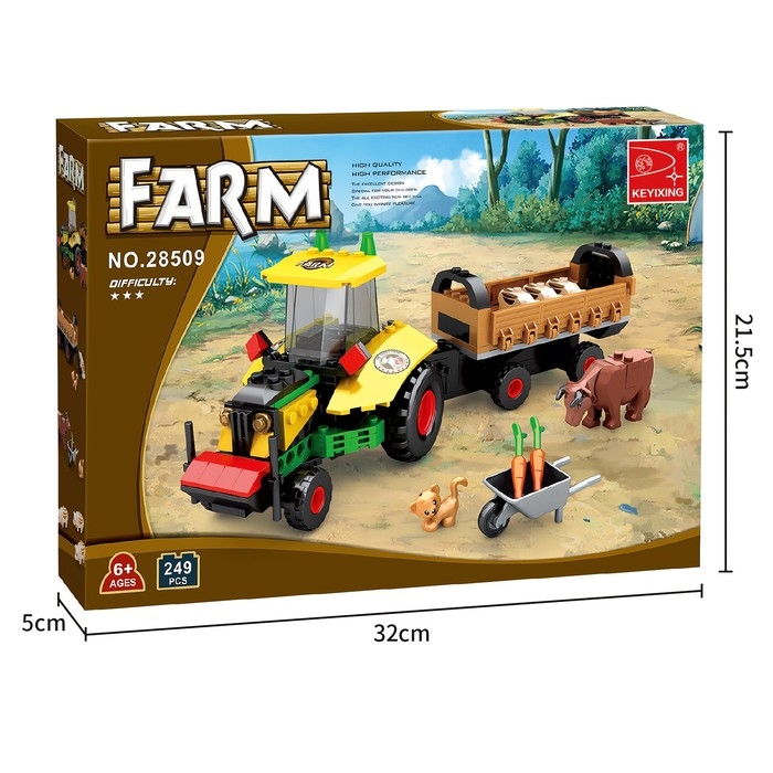 Конструктор Ферма &laquo;Трактор с телегой&raquo;, 262 детали