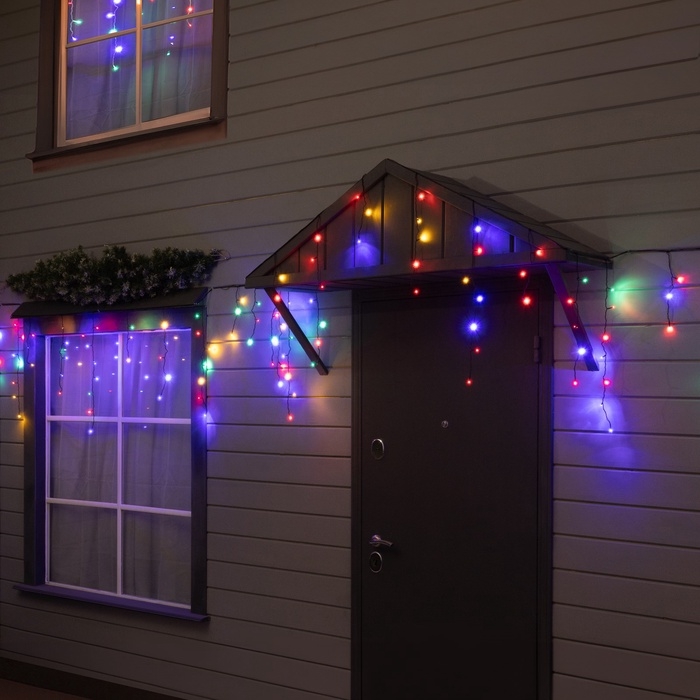 Гирлянда «Бахрома» 12 × 0.7 м, IP44, УМС, тёмная нить, 240 LED, свечение мульти, 220 В Гирлянда «Бахрома» 12 × 0.7 м, IP44, УМС, тёмная нить, 240 LED, свечение мульти, 220 В