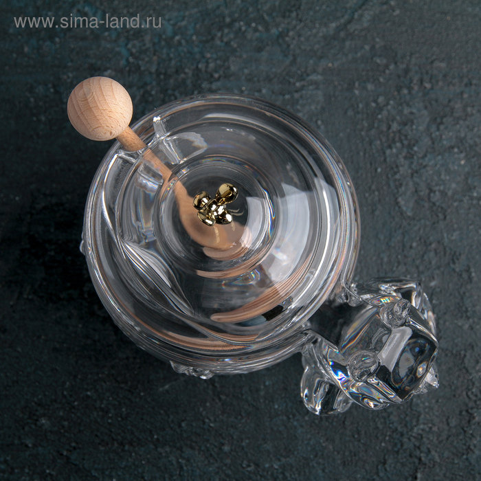 Ёмкость хрустальная для мёда «Мишка с ульем», 250 мл, h=15 см Ёмкость хрустальная для мёда «Мишка с ульем», 250 мл, h=15 см