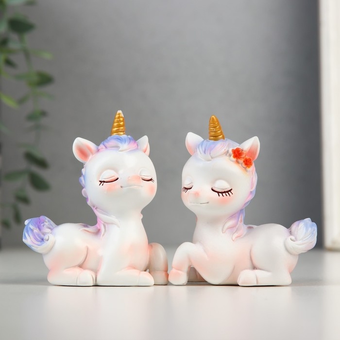 Сувенир полистоун Сувенир полистоун "Милые единороги" набор 2 шт 7х4х8, 7х4х8 см