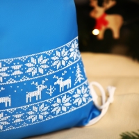 Новый год 2025. Новогодний мешок для подарков на шнурке "Олени", цвет голубой Новый год 2025. Новогодний мешок для подарков на шнурке "Олени", цвет голубой