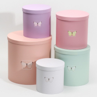 Набор круглых коробок 5 в 1, упаковка подарочная, &laquo;Бабочки&raquo;, 23 х 23 х 25 ‒ 15 х 15 х 15 см