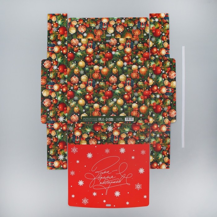 Коробка подарочная новогодняя складная &laquo;Новогодние игрушки&raquo;, 31 х 24.5 х 8 см, Новый год