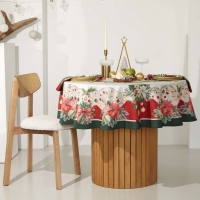 Скатерть Этель &laquo;Рождественский венок&raquo;, d=220 см, 100% хл, саржа 190 г/м2