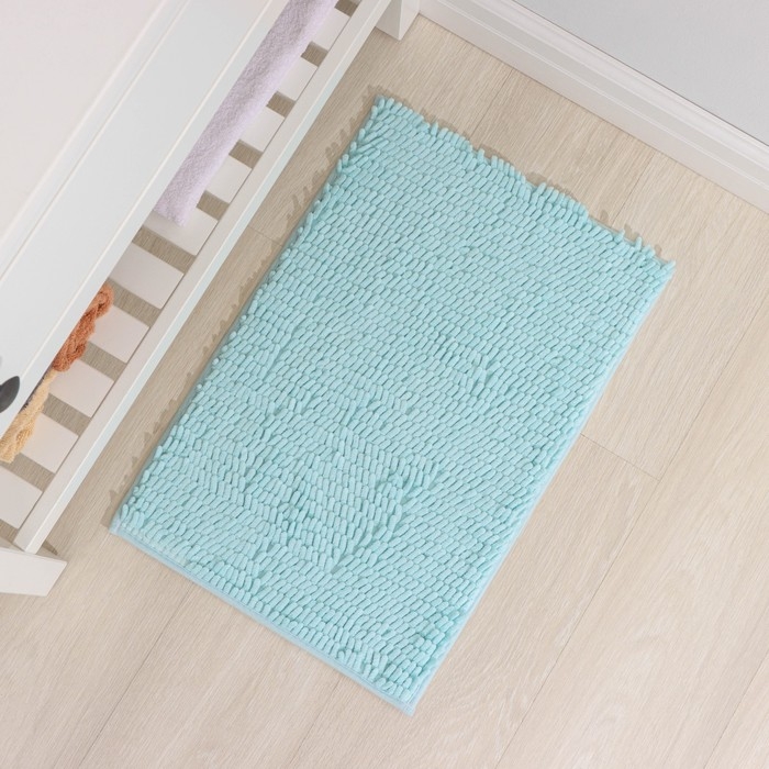 Коврик для дома Доляна «Букли длинные», 40×60 см, цвет голубой Коврик для дома Доляна «Букли длинные», 40×60 см, цвет голубой