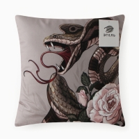 Подушка Этель "Snake and rose" Этель 40х40 см, 100% п/э, велюр Подушка Этель "Snake and rose" Этель 40х40 см, 100% п/э, велюр