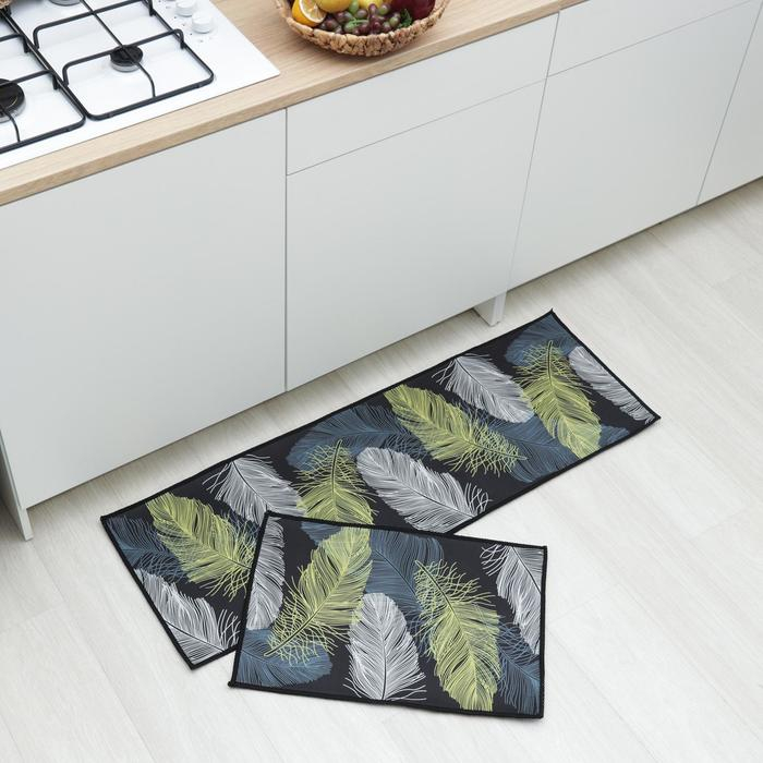 Коврики для дома Доляна &laquo;Перья&raquo;, 2 шт: 40&times;60, 40&times;121 см