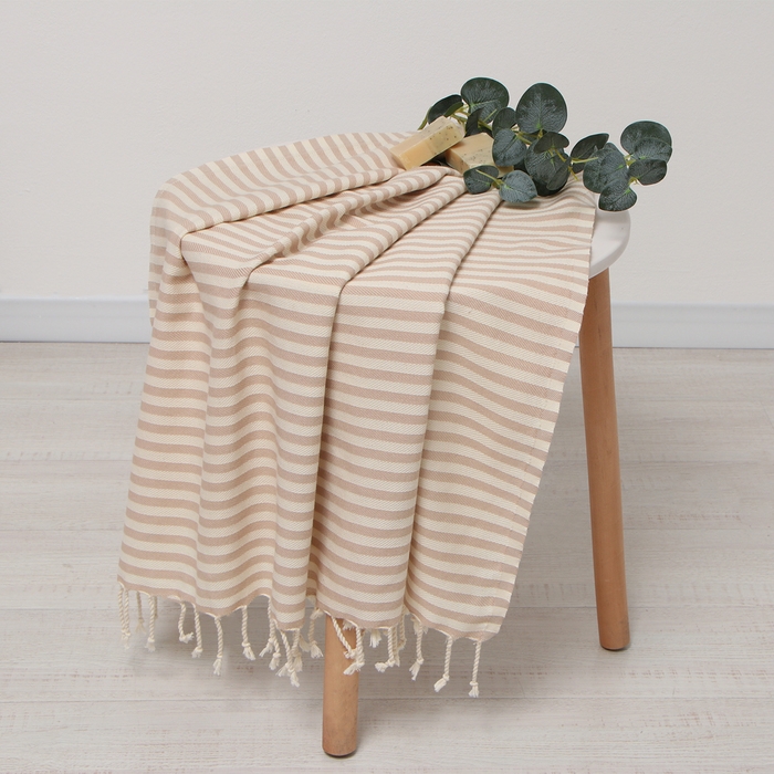 Пештемаль «Полосы» 100х180 см, бежевый Пештемаль «Полосы» 100х180 см, бежевый