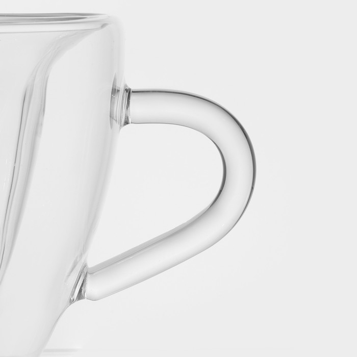 Кружка стеклянная с двойными стенками Magistro &laquo;Сердце&raquo;, 150 мл, 11&times;8&times;7,5 см