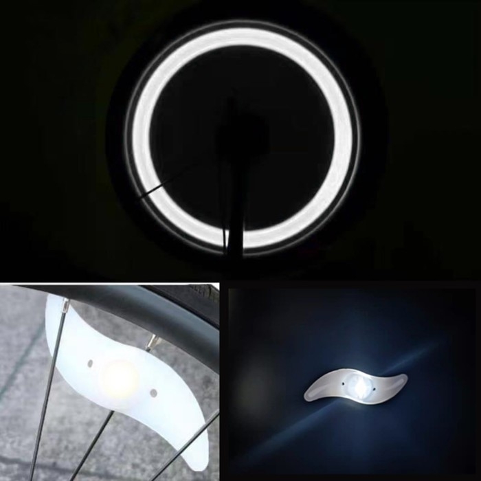 Фонарь велосипедный на спицу, водонепроницаемый, 1 диод, 12.5 х 3.5 х 2 см, 2 шт, белый Фонарь велосипедный на спицу, водонепроницаемый, 1 диод, 12.5 х 3.5 х 2 см, 2 шт, белый