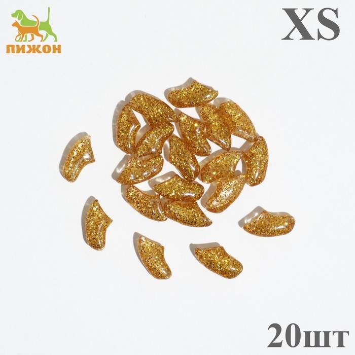 Когти накладные Когти накладные "Антицарапки" (20 шт), размер XS, золотые с блестками