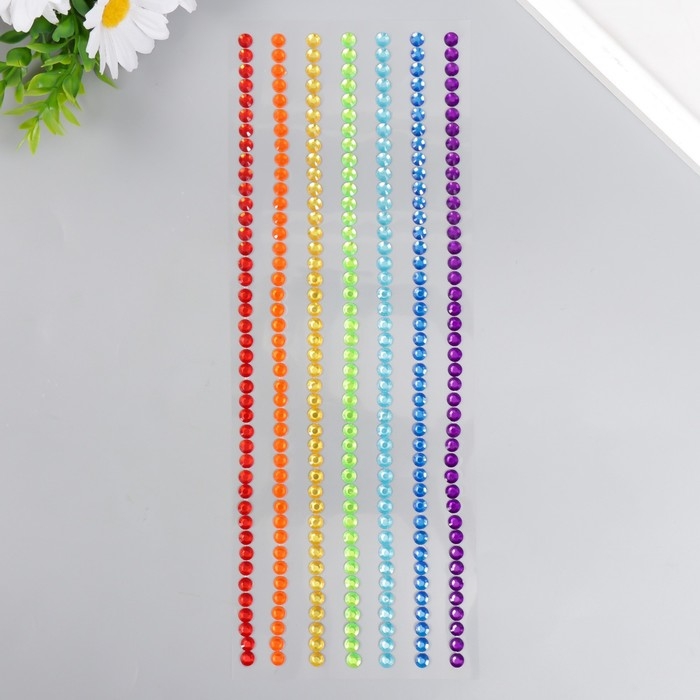 Наклейка пластик стразы Наклейка пластик стразы "Радуга" d=0,6 см 32х10,5 см