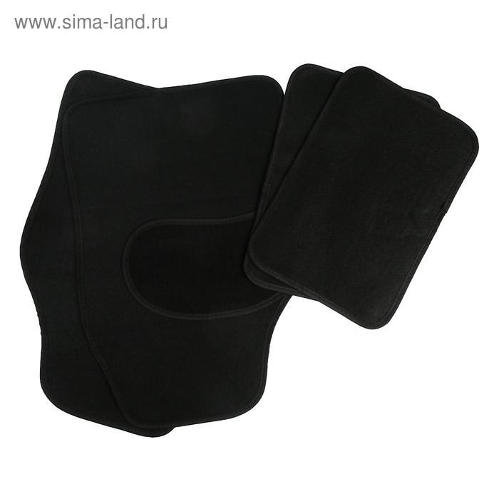 Коврики автомобильные TORSO, ворс, 62&times;42 см, 43&times;30 см, черный, набор 4 шт