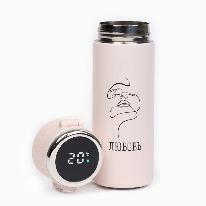 Термокружка, 420 мл, Simple Термокружка, 420 мл, Simple "Любовь", сохраняет тепло 8 ч, термометр