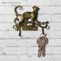 Ключница настенная &laquo;Счастья в дом&raquo;, кошечка, 9,5 х 6,9 см.