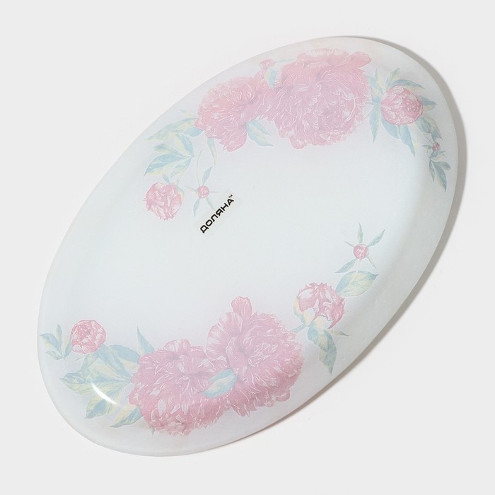 Блюдо стеклянное овальное Доляна &laquo;Пионы&raquo;, 24,5&times;15&times;2 см