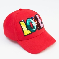 Кепка для девочки MINAKU "LOVE" цвет красный, р-р 52 Кепка для девочки MINAKU "LOVE" цвет красный, р-р 52