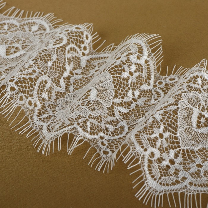 Кружево реснички, 100 мм &times; 9 &plusmn; 0,5 м, в бобине 3 шт по 3 м, цвет белый