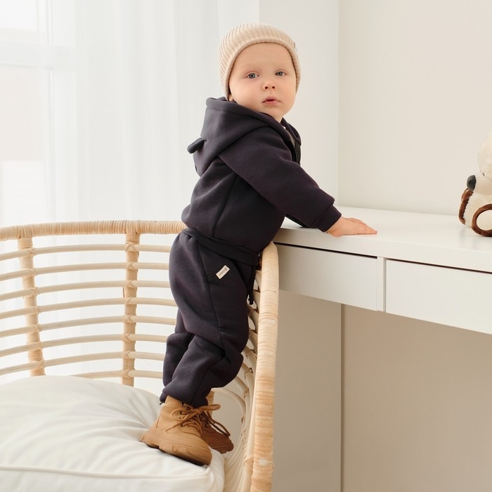 Костюм: толстовка и брюки Крошка Я, BASIC LINE, рост 62-68 см, тёмно-серый Костюм: толстовка и брюки Крошка Я, BASIC LINE, рост 62-68 см, тёмно-серый