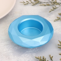 Подсвечник "Полноторие" из гипса с гранями большой, 10,5х3см,голубой Подсвечник "Полноторие" из гипса с гранями большой, 10,5х3см,голубой