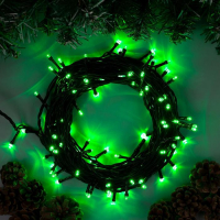 Гирлянда &laquo;Нить&raquo; 10 м, IP44, тёмная нить, 100 LED, свечение зелёное, 8 режимов, 220 В