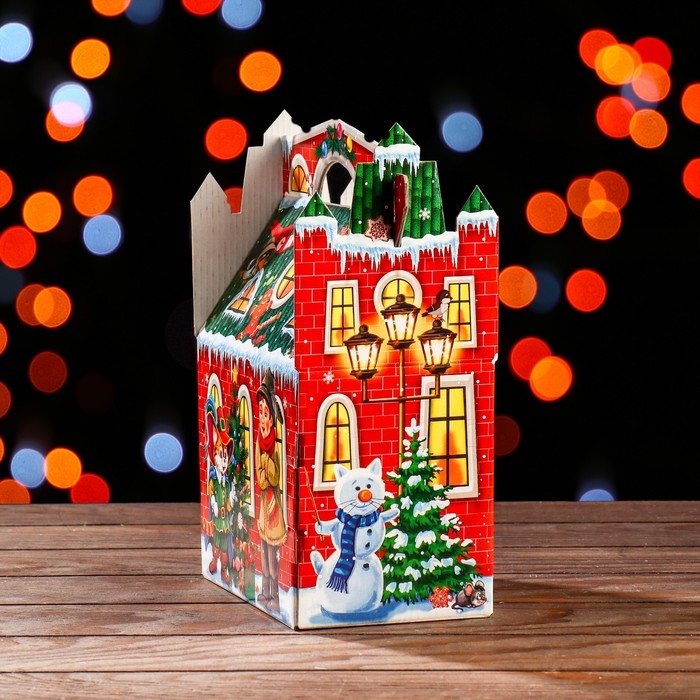 Новый год. Подарочная коробка "Кот в сапогах", 23,5 х 20 х 12 см.