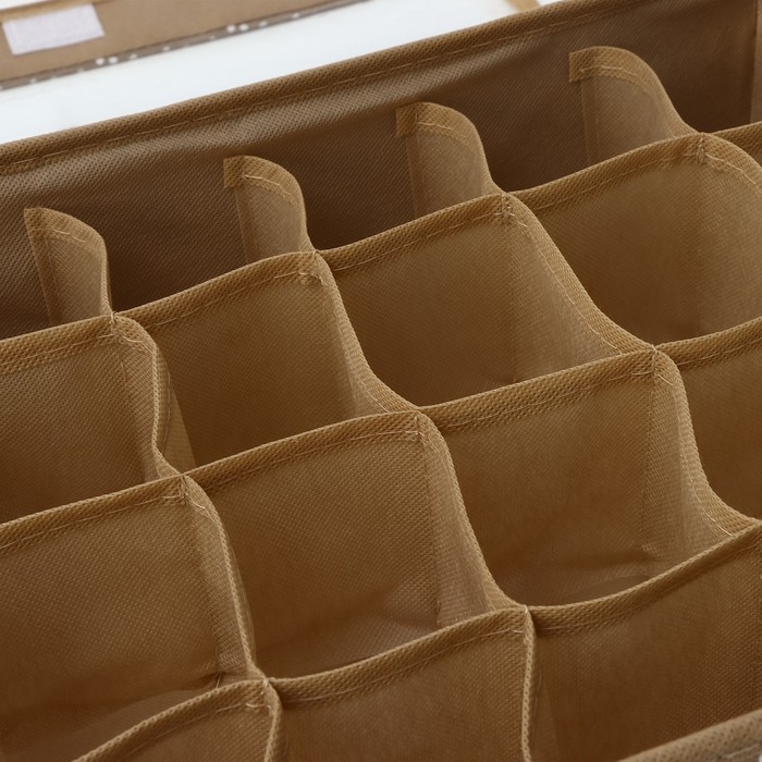 Органайзер для хранения белья Доляна Points, 24 ячейки, 38×30×12 см, цвет бежевый Органайзер для хранения белья Доляна Points, 24 ячейки, 38×30×12 см, цвет бежевый