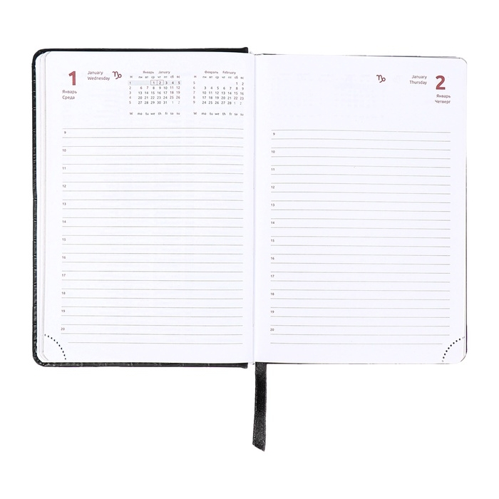 Ежедневник датированный 2025 B6 168 листов, deVENTE. Wild, твердая обложка кожзам с поролоном, перфорация, ляссе, блок 70,черный