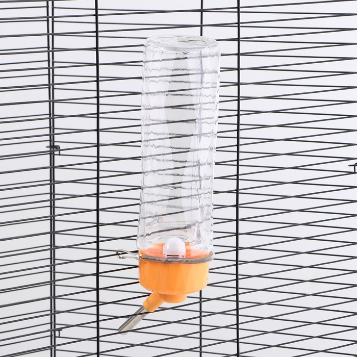 Поилка для животных, 750 мл, крепление-пружинка, оранжевая Поилка для животных, 750 мл, крепление-пружинка, оранжевая