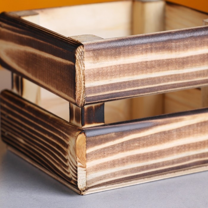 Кашпо деревянное 12&times;11&times;9 см "Однушка Лайт", двухреечное, обжиг Дарим Красиво