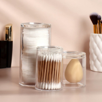 Органайзер для ватных палочек и дисков, с крышкой, 3 секции, 14 &times; 14 &times; 13 см, цвет прозрачный