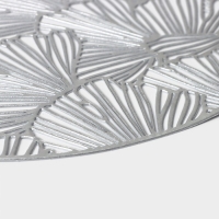 Салфетки сервировочные на стол Доляна &laquo;Веер&raquo;, d=38 см, 4 шт, цвет серебряный