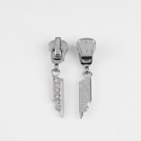 Бегунок автоматический для молнии &laquo;Трактор&raquo;, №5, декоративный &laquo;Стразы&raquo;, 10 шт, цвет никель