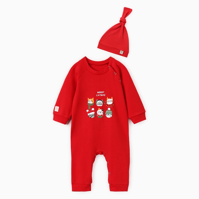 Комбинезон с шапочкой Крошка Я "Зимние котики", рост 68-74 см