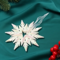 Украшение ёлочное "Снежинка рельефная" 11х11 см, белый перелив