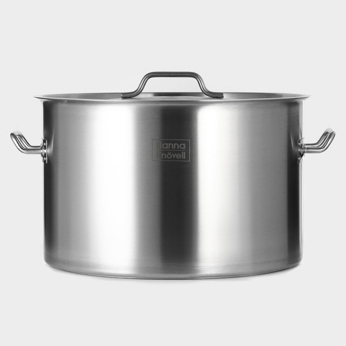 Кастрюля из нержавеющей стали Hanna Kn&ouml;vell, 47 л, d=45 см, h=28 см, толщина 1 мм, дно ТРС, толщина дна 4,6 мм, 201 сталь, металлическая крышка, индукция
