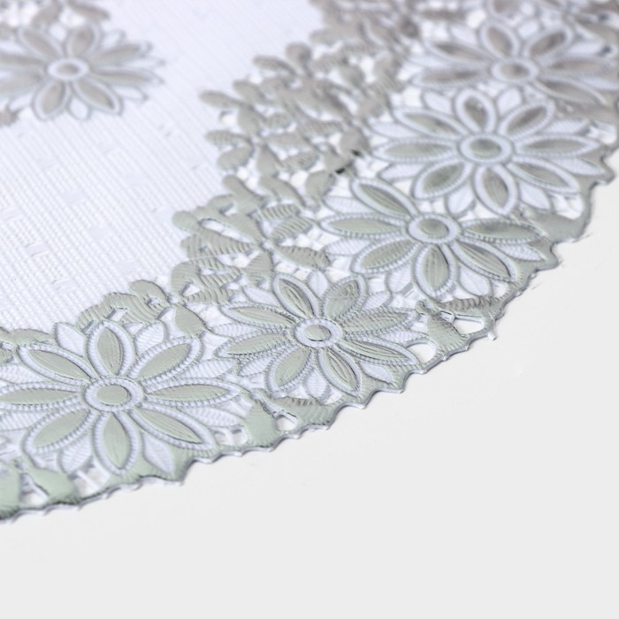 Салфетки сервировочные на стол Доляна «Цветы», ажурные, d=30 см, 4 шт, ПВХ, цвет серебряный Салфетки сервировочные на стол Доляна «Цветы», ажурные, d=30 см, 4 шт, ПВХ, цвет серебряный